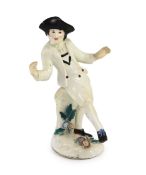 A rare Chelsea figure of a dancing peasant, c.1752-55, probably modelled by Joseph Willems,