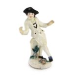 A rare Chelsea figure of a dancing peasant, c.1752-55, probably modelled by Joseph Willems,