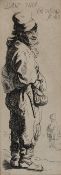 After Rembrandt Van Rijn (1606-1669) 'A Peasant Replying: 'Dats niet' 'etching11.25 x 4.25cm