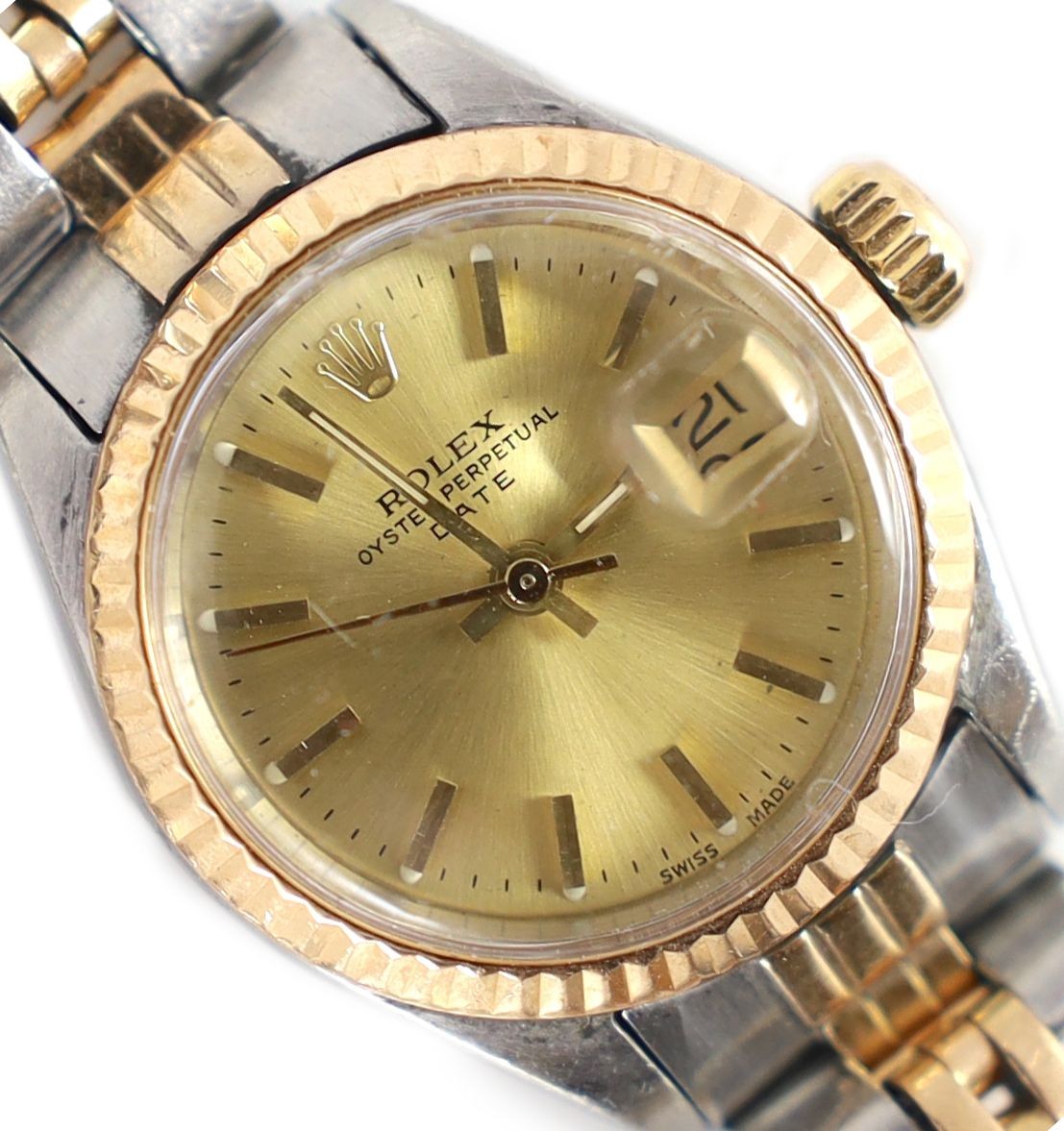 A lady's 1970's steel and gold Rolex Oyster Perpetual Date wrist watch, on a Rolex steel and gold - Image 2 of 4