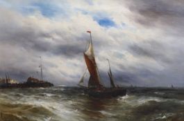 Gustav de Breanski (1856-1898) Fishing boat entering harbouroil on canvassigned60 x 90cmOil on