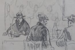 Roger Fry (1866-1934) Three men in a cafe, Aix-En-Provencepencil on paperwith Bill of Sale from