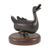 A Chinese Ming bronze ‘duck’ censer and cover, 17th century,modelled as a calling duck standing on