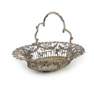 A George III pierced silver oval epergne basket, by Vere & Lutwyche, engraved with the Heneage