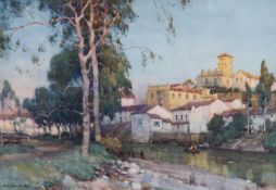 Albert Moulton Foweraker (1873-1942) An Italian riverside palazzowatercoloursigned24 x