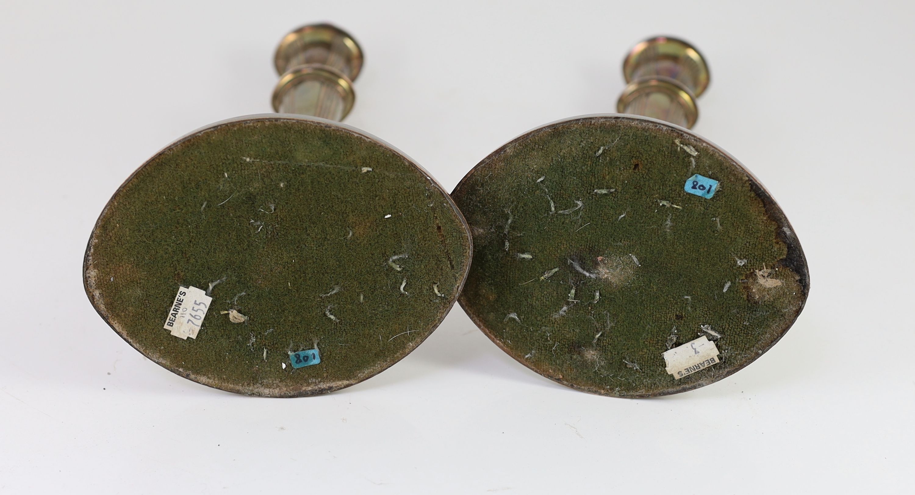 A pair of Sheffield plate candlesticks and nozzles,of neo-classical elliptical form, the stems - Image 4 of 4