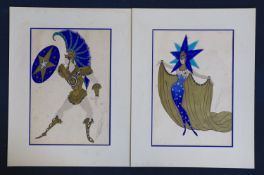 Romain De Tirtoff Erté (1892-1990) Two costume designs: Venus and Marsgouache and gold paintsigned34