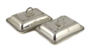 A pair of George V silver tureens and covers with handles, by Jay, Richard Attenborough Ltd,of