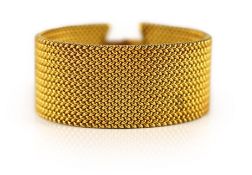 A Victorian gold mesh link bracelet section, lacking central motif,overall length 16.8cm, 61.5