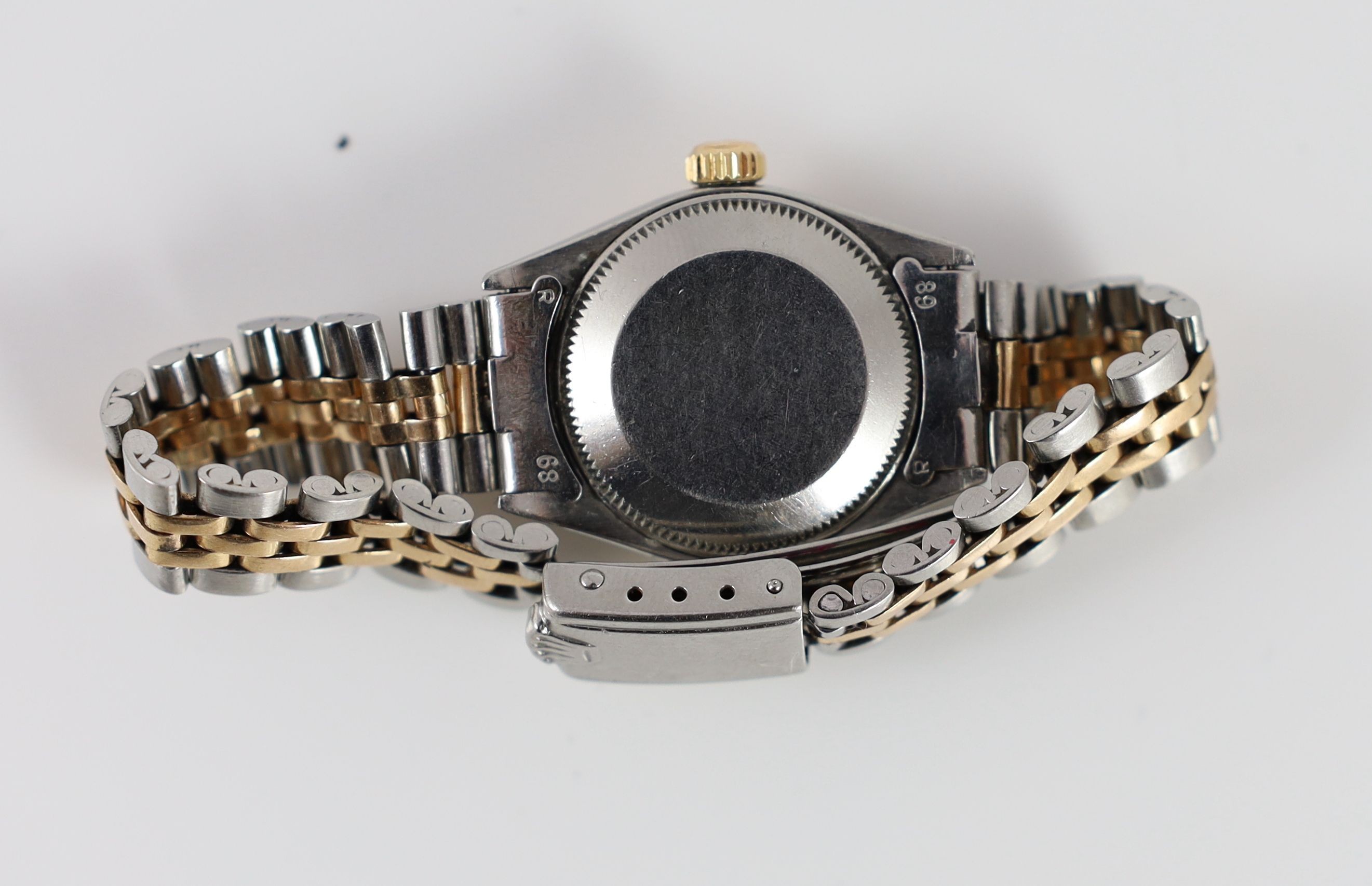 A lady's 1970's steel and gold Rolex Oyster Perpetual Date wrist watch, on a Rolex steel and gold - Image 4 of 4