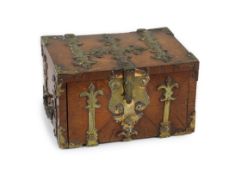 A Louis XIV kingwood and ormolu mounted strong box, c.1700,applied with elaborate scroll work
