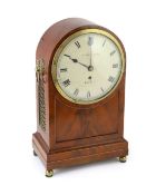 A Regency mahogany mantel timepiecewith domed case, painted dial signed Schuler & Son, 64 City Road,
