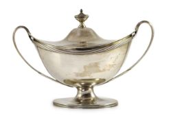 A late Victorian silver Adam style sauce tureen and cover by William Hutton & Sons, (Edward