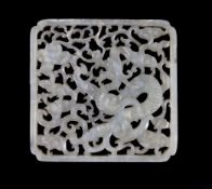 A Chinese pale celadon jade ‘Dragon’ plaque, 17th/18th centurypierced and carved with a dragon