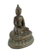 A Nepalese or Tibetan gilt copper alloy figure of Buddha Shakyamuni, 18th/19th century,the cast