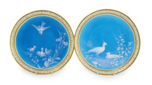 A pair of Minton ‘Limoges enamel’ cabinet plates, attributed to Desire Leroy, c.1877,each finely