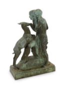 Ferdinand Victor Blundstone (1882-1951). An early 20th century bronze group of a woman and nymph