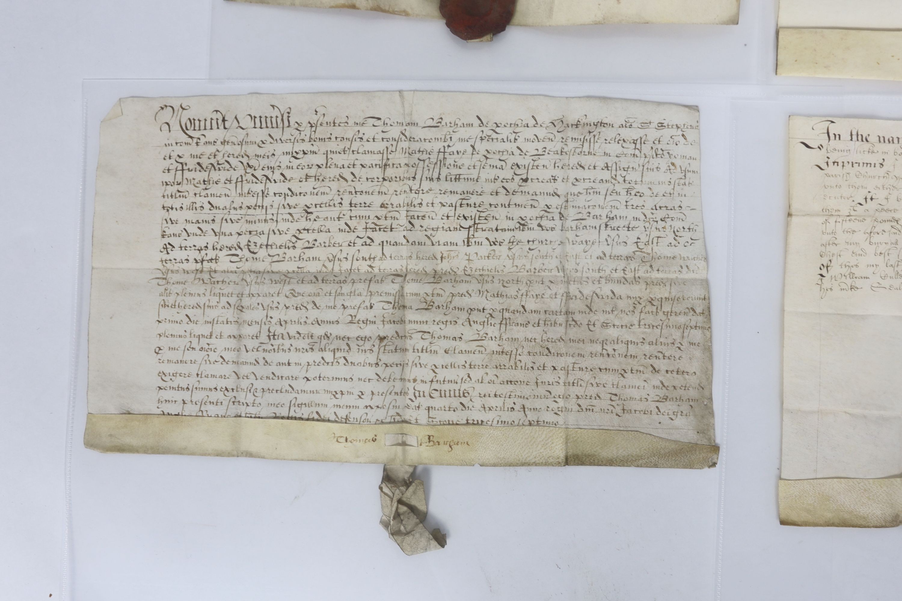 ° ° A Collection of deeds and documents relating chiefly to Kent, 1264-1654, from the collection - Image 35 of 42