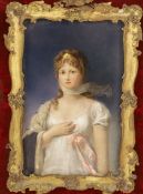 A KPM Berlin porcelain plaque painted with the Queen of Prussia, Louise of Mecklenburg-Strelitz,