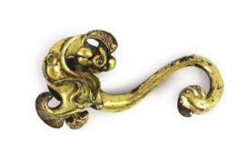 A Chinese gilt bronze ‘chilong’ belt hook, probably Warring States period,6.8cm longMinor