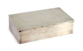 A 1930's planished silver rectangular cigarette box, by Georg Jensen, import marks, for London,