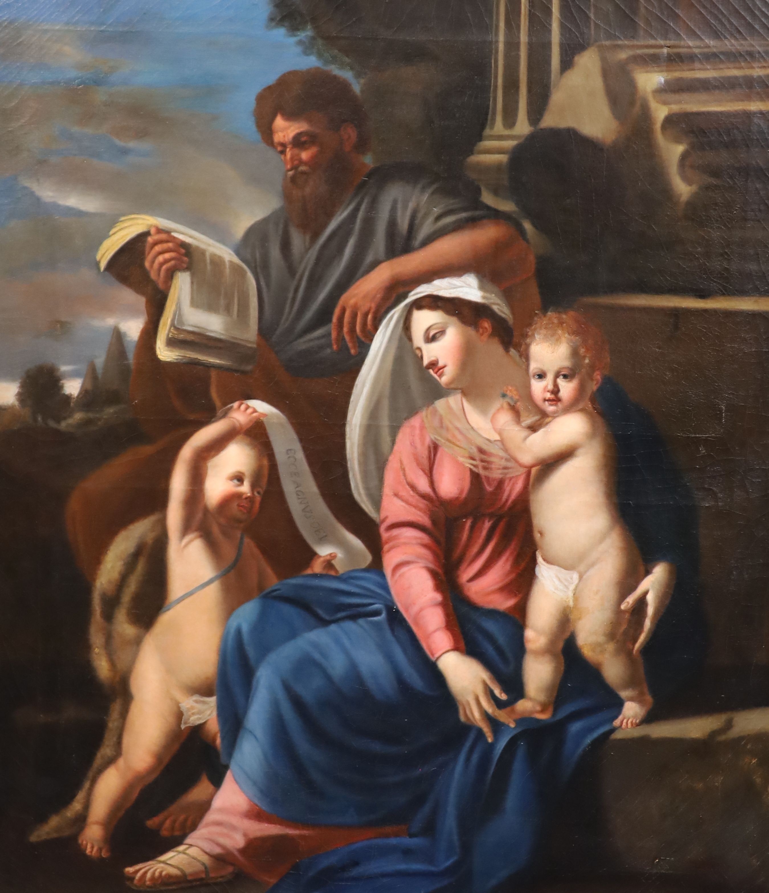 After Nicolas Poussin (French, 1594-1665) Ecce Agnus Deioil on canvas80 x 69cmOil on what looks to