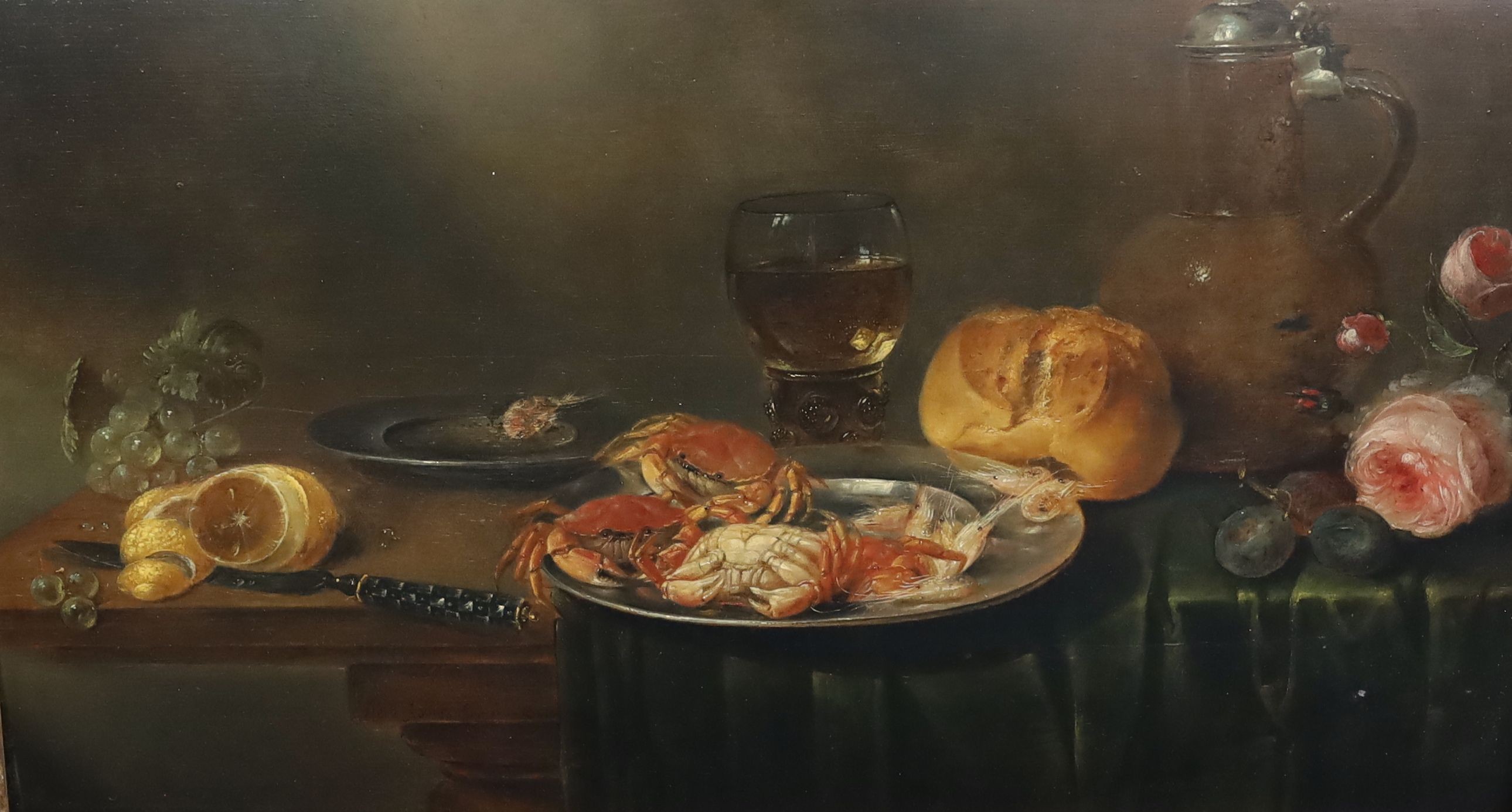 Alexandre Adriaensen (1587-1661) Still life of crabs, fruit, a loaf of bread, rummer, flagon and