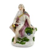 A Meissen figure of a classical male seated on rock, mid 18th century,crossed swords mark to rear of
