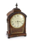 W. Bagshawe of London. A William IV brass inset mahogany bracket clock,with arched architectural