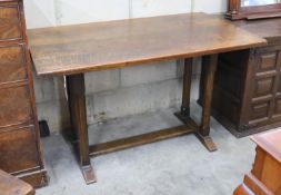 A small rectangular Arts and Crafts oak refectory table, length 121cm, depth 69cm, height 73cm