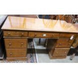 A Victorian mahogany pedestal desk, length 136cm, depth 58cm, height 76cm