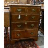 A George II style banded walnut television cabinet with dummy drawer front, width 66cm, depth