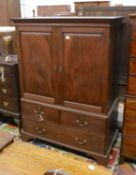 A George III mahogany linen press, length 125cm, depth 64cm, height 174cm