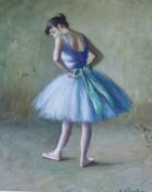 Continental School, oil on canvas, Study of a ballerina, signed, 44 x 36cm