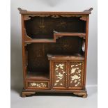 A Japanese hardwood and Shibayma decorated table cabinet, Meiji period, 56cm