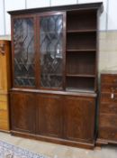 A George III mahogany library bookcase, length 182cm, depth 58cm, height 268cm