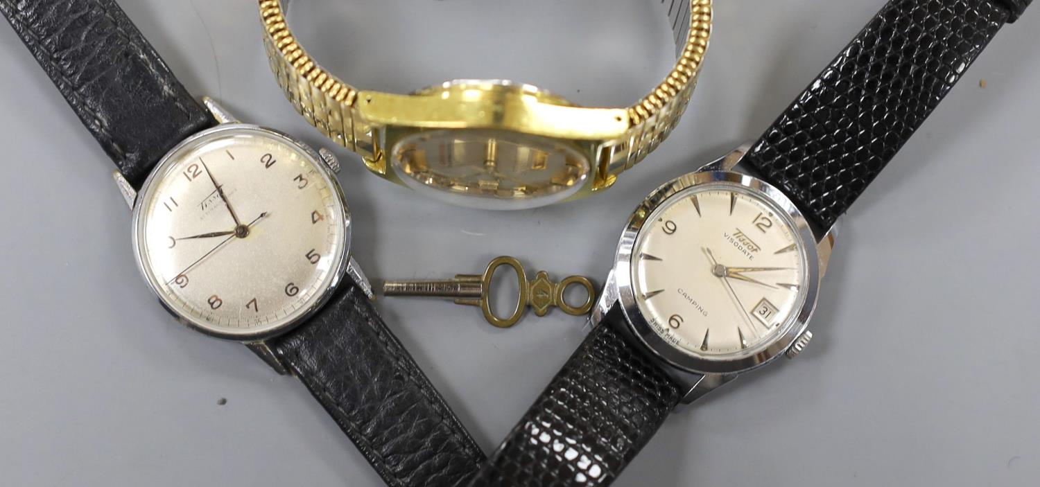 Three gentleman's assorted steel Tissot wrist watches including Visodate. - Image 3 of 4