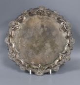 An early Victorian silver waiter, with shell scroll border, HD, London, 1839, 21.2cm, 11.5oz.