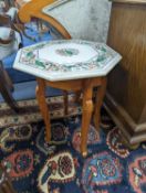 An Indian hardstone inlaid octagonal marble topped occasional table, width 38cm, height 47cm