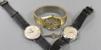 Three gentleman's assorted steel Tissot wrist watches including Visodate.
