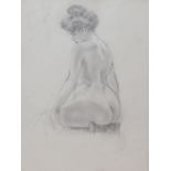 Attributed to Christopher Wood (1901-30), pencil drawing, 'Nude seated, with hair up', unsigned,