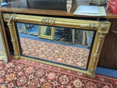 A Regency giltwood and gesso overmantel mirror, width 124cm, height 70cm