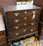 A 19th century mahogany chest on later stand, width 94cm, depth 50cm, height 115cm