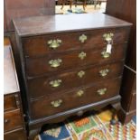 A 19th century mahogany chest on later stand, width 94cm, depth 50cm, height 115cm