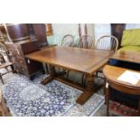 A 17th century style rectangular oak refectory dining table, length 183cm, depth 100cm, height 76cm