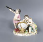 A Meissen figure group, astrology cherubs, 12cm high