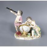 A Meissen figure group, astrology cherubs, 12cm high