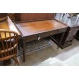 An early Victorian mahogany washstand, with a three quarter galleried top, width 115cm, depth