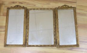 A gilt triptych mirror, a.f