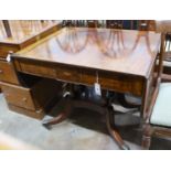 A Regency tulip banded mahogany sofa table, width 87cm, height 70cm